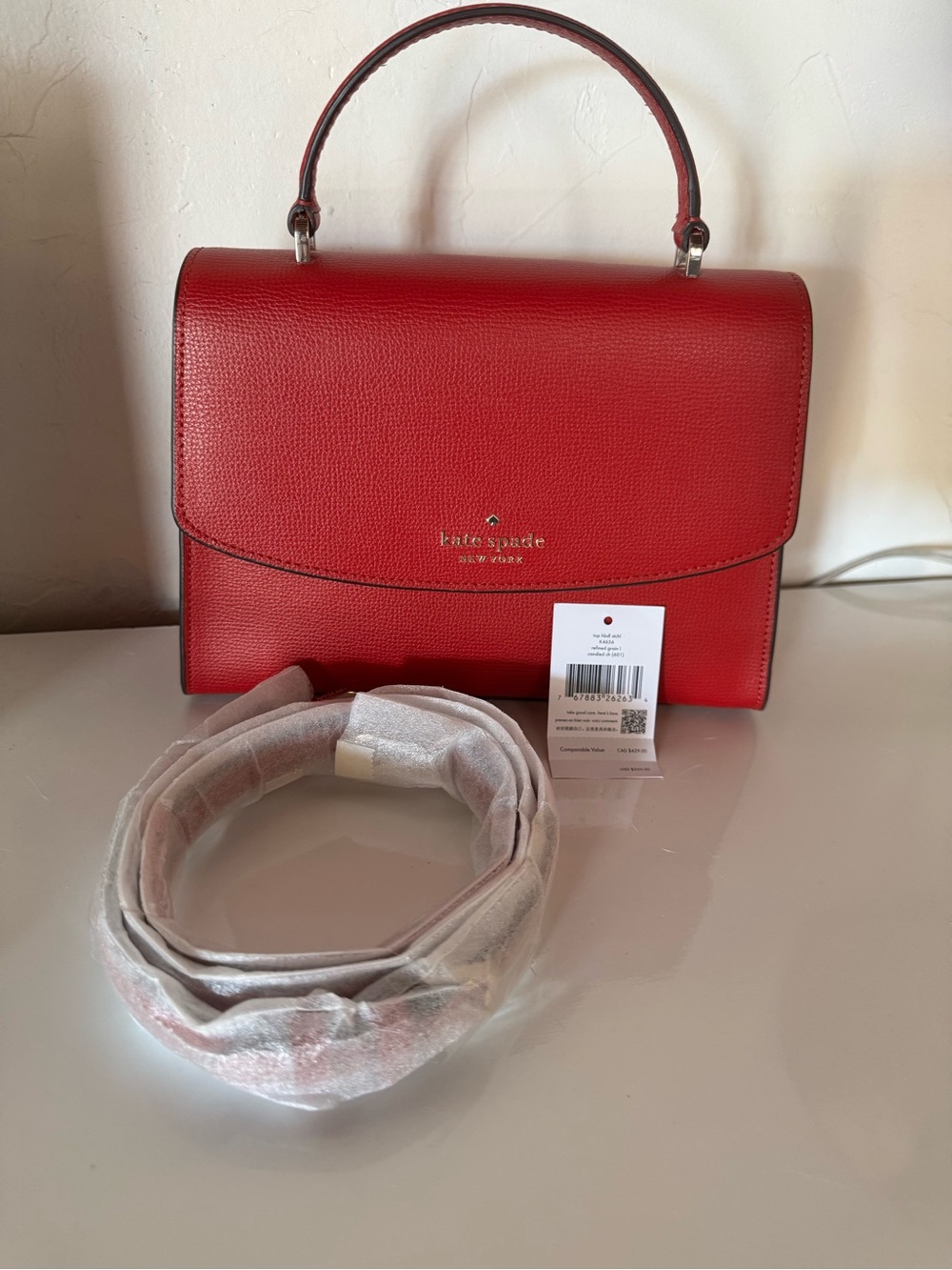 KS Candy Red Darcy Leather Top-Handle Satchel